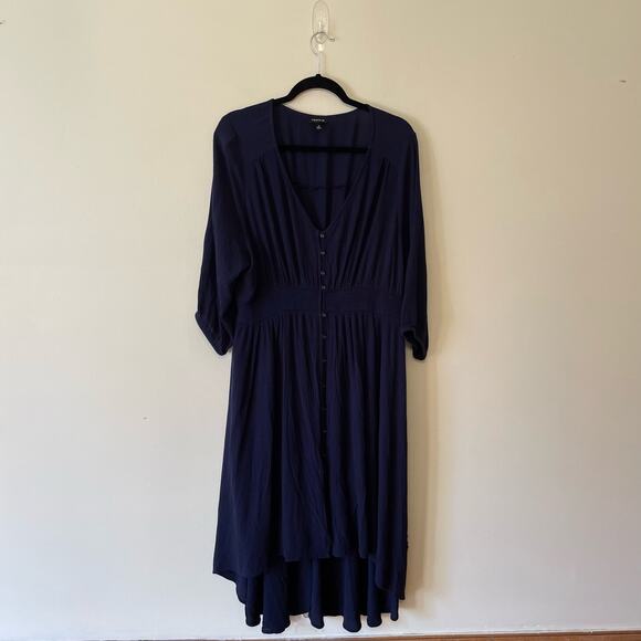 TORRID 3 Plus Size 3/4 sleeve peasant dress maxi button holes cottagecore indigo - Picture 1 of 9